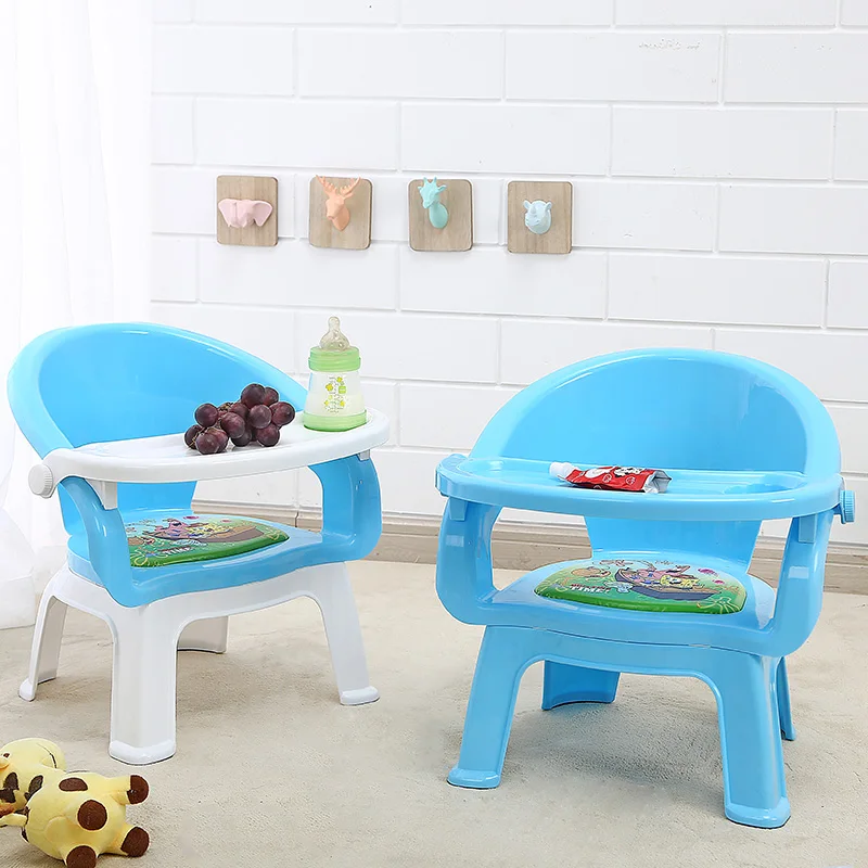 Child Plastic Whistle Chair Baby Feeding Chair Portable Kids Table Foldable Dining Chair