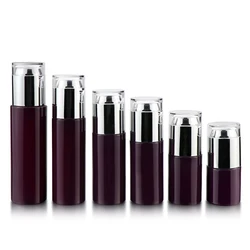 Custom purple cosmetic jars and bottles glass lotion bottle with pump empty cosmetic glass bottle set