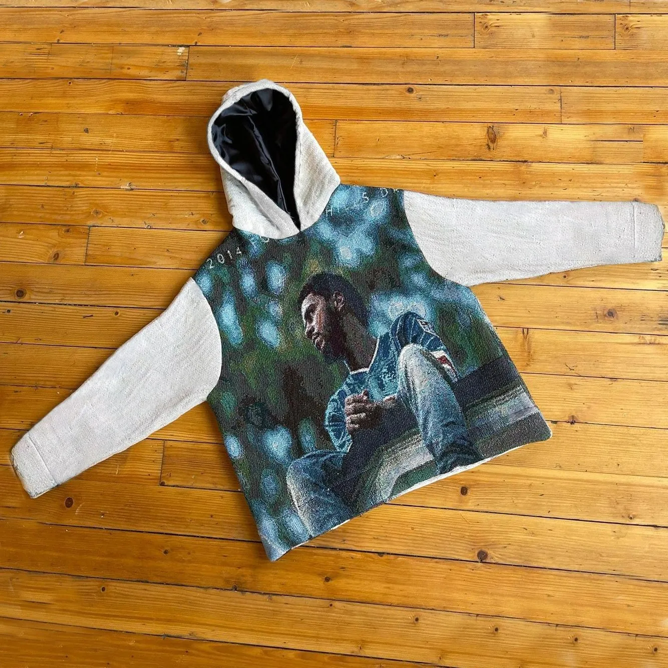 Casual Custom Men Cotton Anime Woven Knitting Pullover Sweatshirts Hoodies Male 500 Gsm Vintage Streetwear Thick Tapestry Hoodie