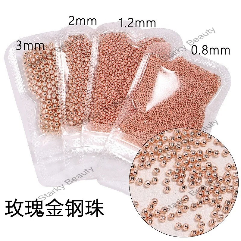 0.6mm-2mm Mixed Size Nail Decoration Stainless Steel Caviar Beads Metal Charms Mini Caviar Nail Beads Alloy accessories