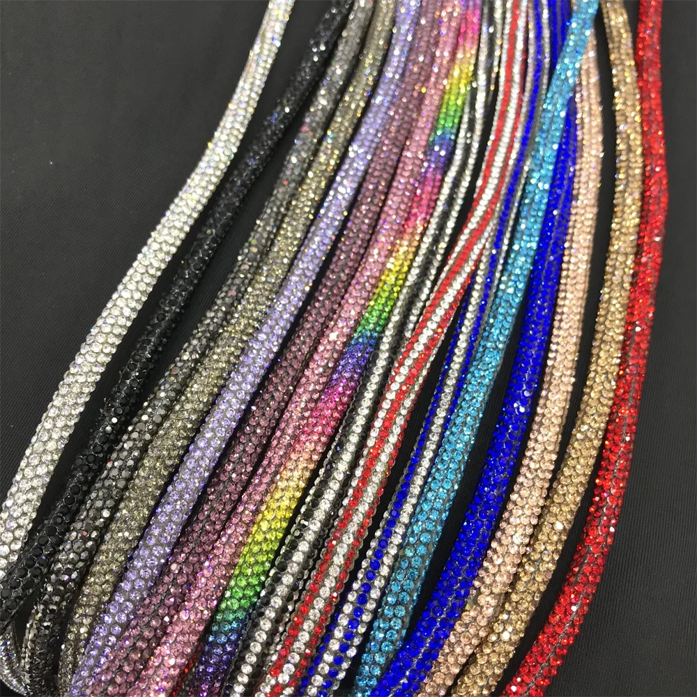 S528  Fashion Rhinestone Hoodie String Custom Rhinestone Strings Crystal Rhinestone Tube Rope