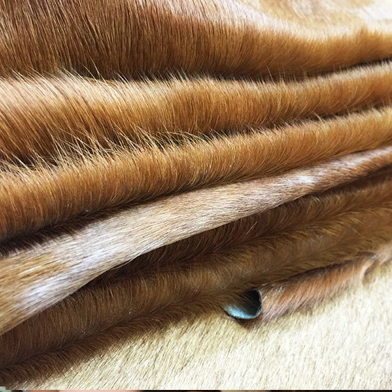 Soft solid color cowhide fur genuine horse hair leather pony hair for making shoes bags clothing