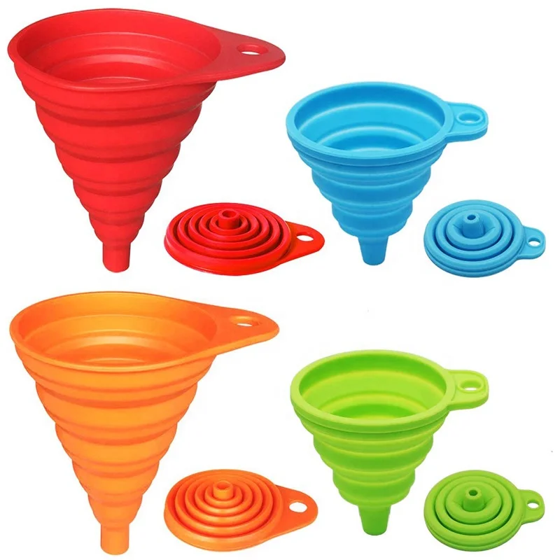 Silicone Collapsible Funnel Different Sizes Kitchen Folding Funnels for Filling Bottles