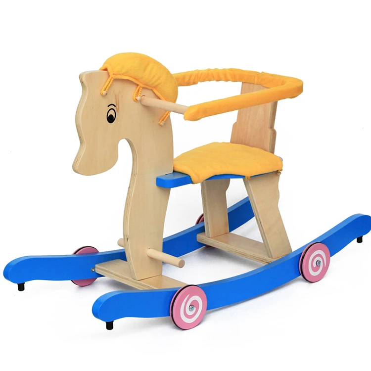 Деревянная детская лошадка качалка, плюшевая деревянная лошадка качалка, детская лошадка качалка (62388396190)