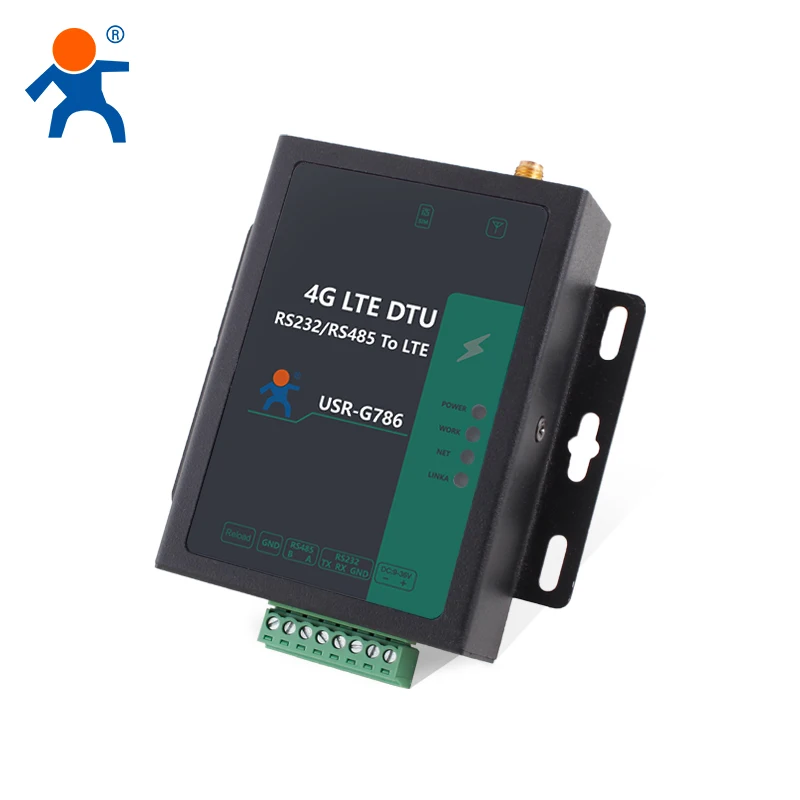 USR-G786-EUX Serial RS485 RS232 to cellular 4G LTE modem supports SMS command Modbus RTU to TCP Europe/Middle East/Africa/Korea