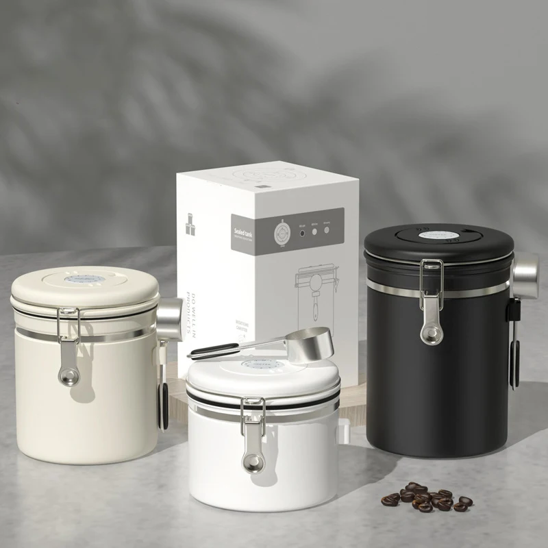 Coffee Storage Sealed Tank Press Vacuum Coffee Bean Stainless Steel Vacuum Crisper Coffee Storage Containers