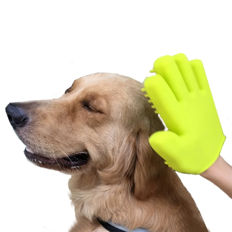 BPA free pet dog silicone pin brush, Gentle massage bath glove, dog brush glove with pins for washing