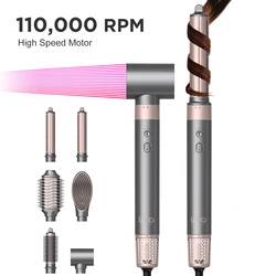 Lena 6 in 1 Auto Wrap Curler Styler Ionic Volumizer Blow Dryer Comb BLDC High Speed One Step Hair Dryer and Hot Air Brush