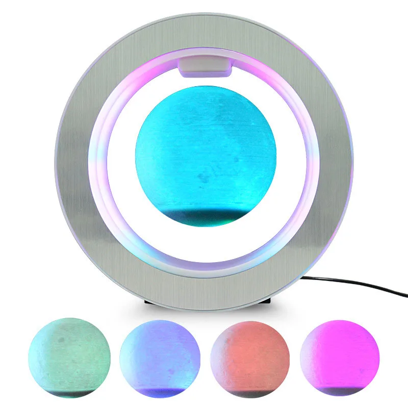 3D Night Light Room Decor Spinning Floating Moon Lamp Magnetic Levitation Lamp with Magnetic Base LED Light