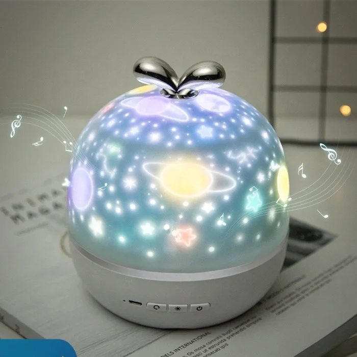 Blue Ray Grass shape Rechargeable Night Light Projector 360 Degree Rotating Light Projector