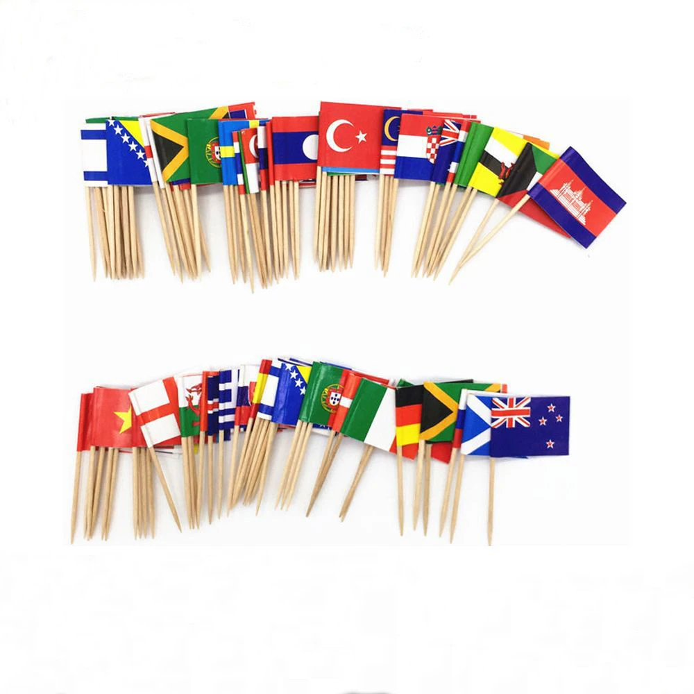 2024 Custom Flag Wooden Food Mini Burger Cocktail Toothpicks Flags