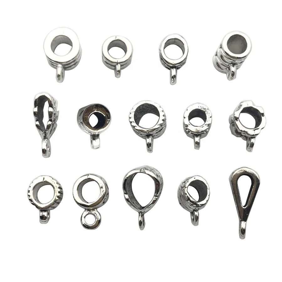 Vintage silver Pendant Charm Clip Clasp Bail Beads Hanging Connector For Necklace Making For Jewelry Making
