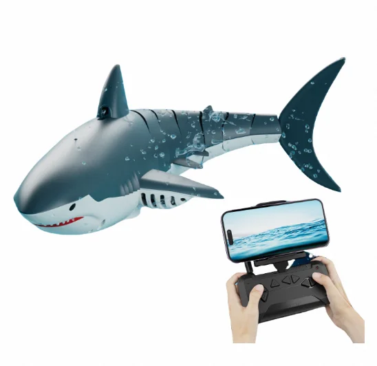 new creative analogue shark remote control toys with Wifi camera water spray sensor remote remote control swimming shark