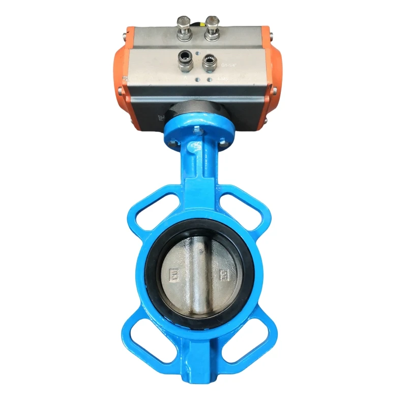 Ductile Cast Iron Wafer Type Butterfly Valve Split Body Full Lined Ptfe Seat