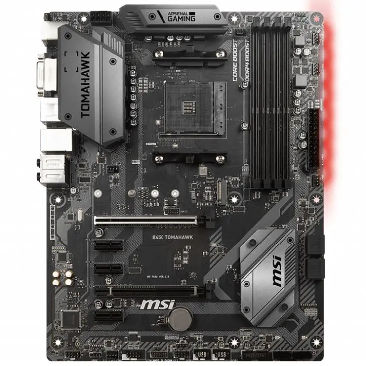  Материнская плата MSI B450 TOMAHAWK Arsenal Gaming AMD R 1-го и 2-го поколения AM4 с поддержкой Crossfire