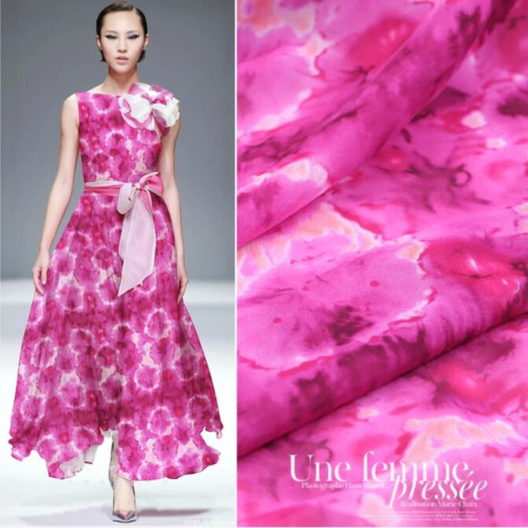 custom 100%pure silk floral digital printed silk chiffon fabric