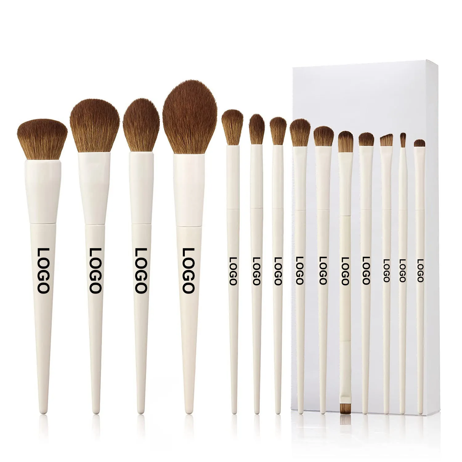 14 Pcs Make Up Brushes Custom Logo Travel Size Private Label Portable Cosmetic Kit 14 Piece White Makeup Brush Set