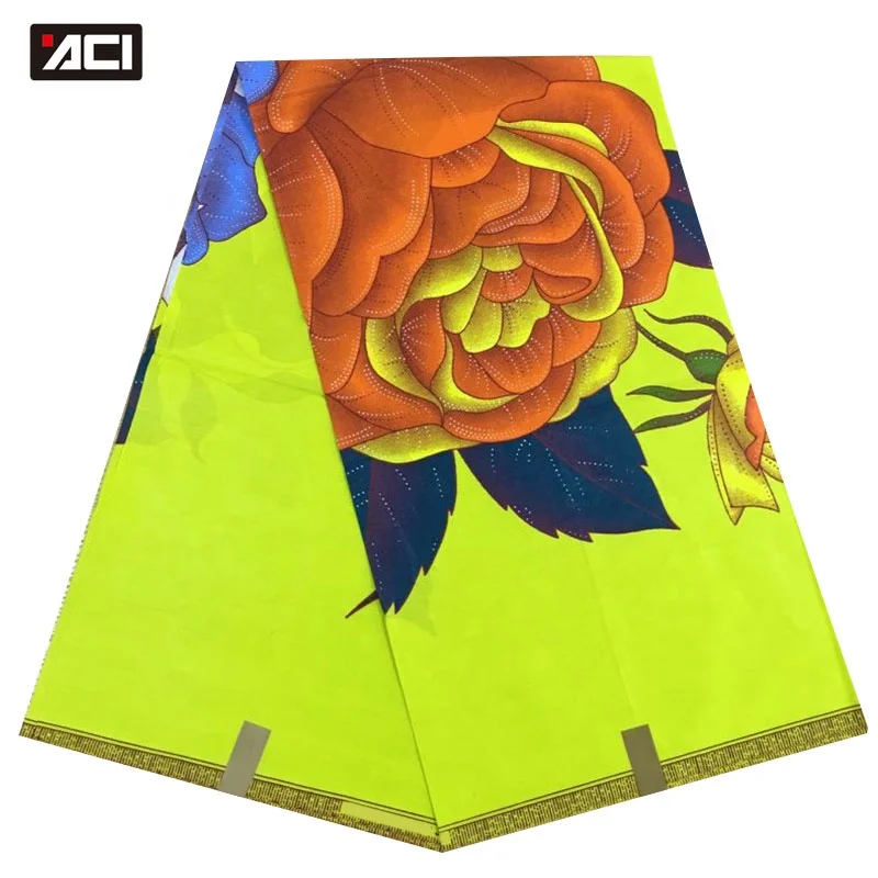 ACI Customized African Wax Prints Fabric Ankara 100% Cotton Veritable Wax Super Java Print Fabric 6 Yards/Piece