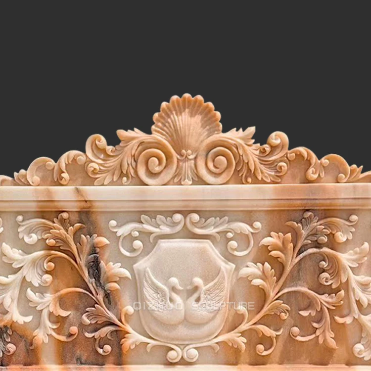 Customized Antique Outdoor Garden Decor Hand Carved Park Natural Stone Red Marble Bench Chair