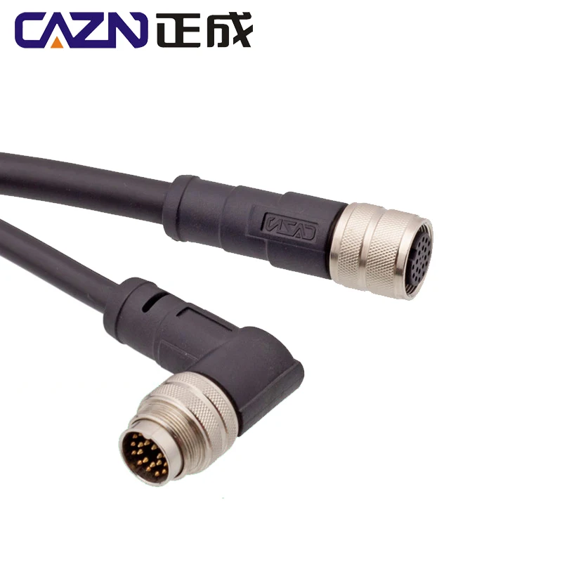M16 connector 8pin 6pin 5pin C091 Aviation plug sensor waterproof circular signal connector IP67 PVC 19pin 24pin with PUR cable