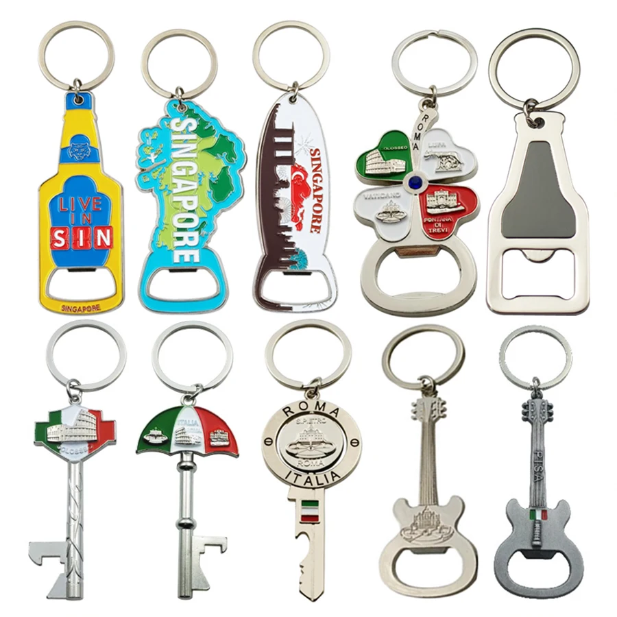 Promotional Buy Bulk Wholesale Custom Logo bottle opener keyring Metal Wine Functional Aluminum Beer Bottle Opener Keychain