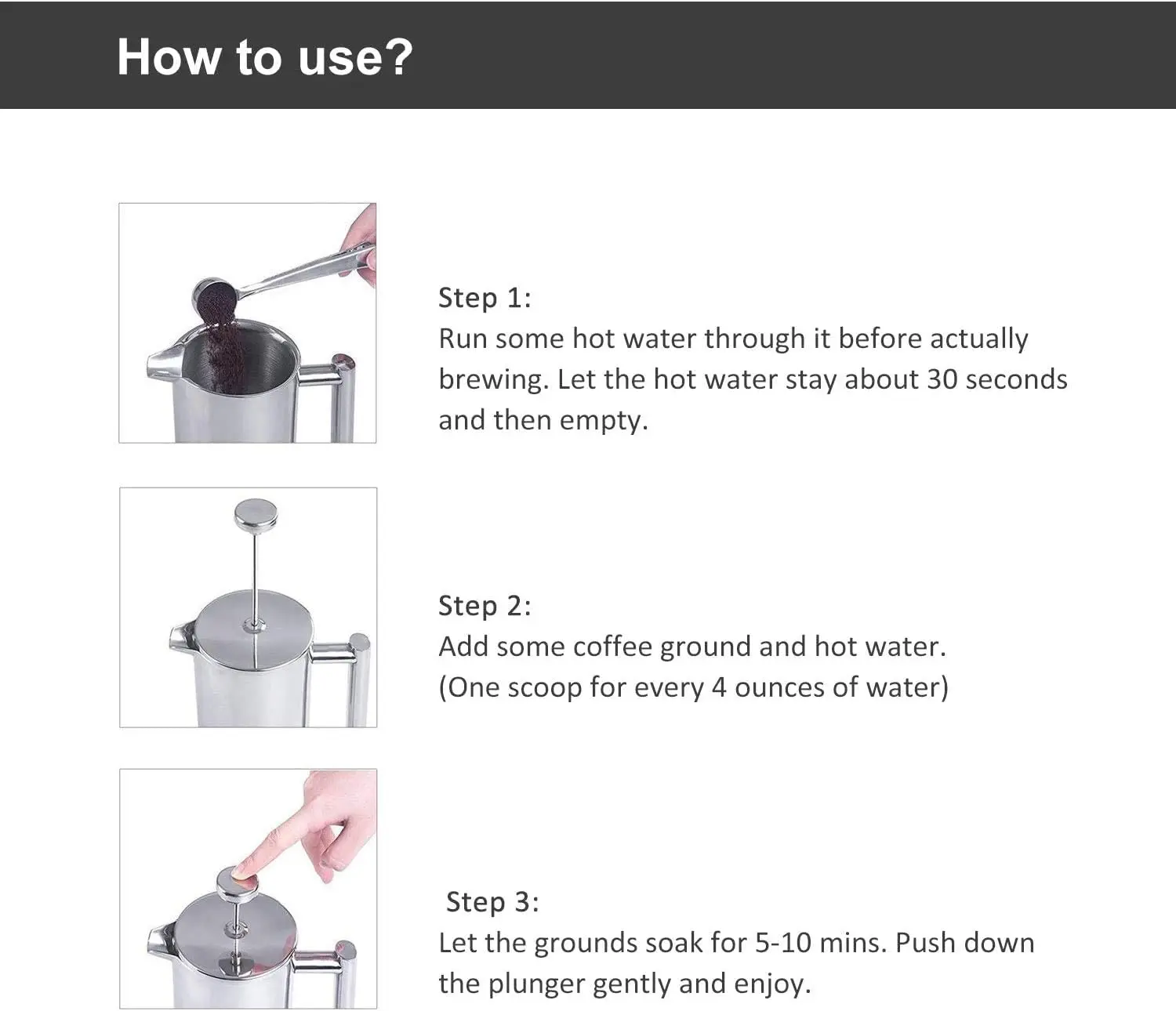 Premium Coffee Maker 1.5L Stainless Steel Cafetiere Custom Logo French Press