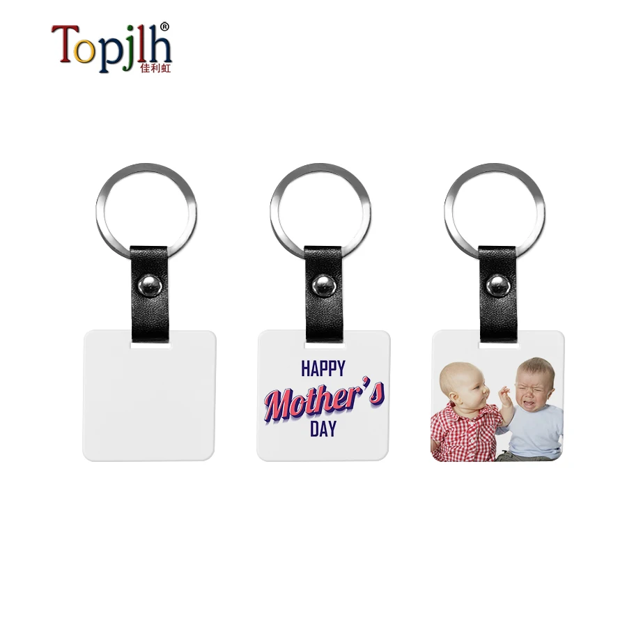 wholesale print on demand plain white double sided coated sublimation keychain blanks heart round square