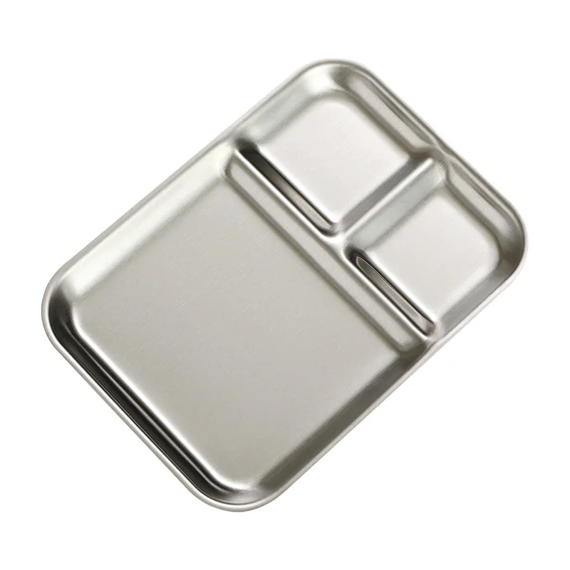 Wholesale Factory Direct Selling Sus 304 Stainless Steel Canteen Plate Takeaway Plate Reusable Fast Food Plate