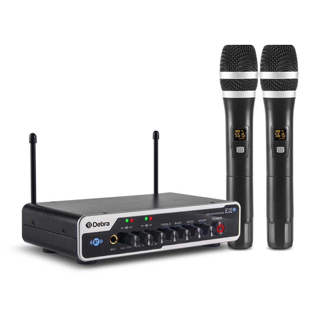 Debra Audio E02U Karaoke UHF dual channel wireless microphone for karaoke metal Cordless handheld mic