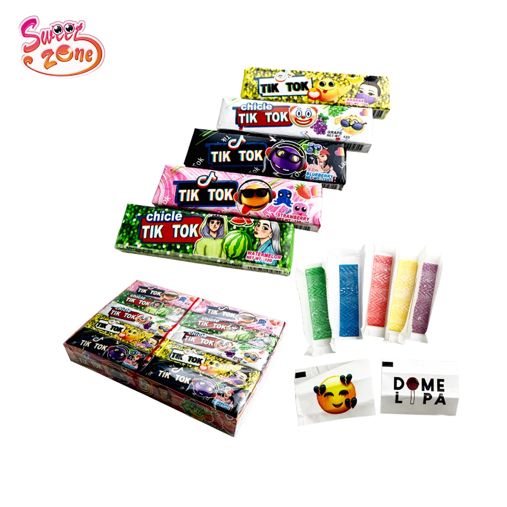 5 PCS Fruit Flavor Stick Bubble Chewing Gum With Tattoo