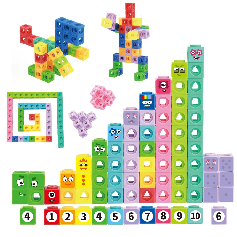 Kids learning playing cubes blocks DIY creative early educational toy 3D puzzle preschool montessori math toys