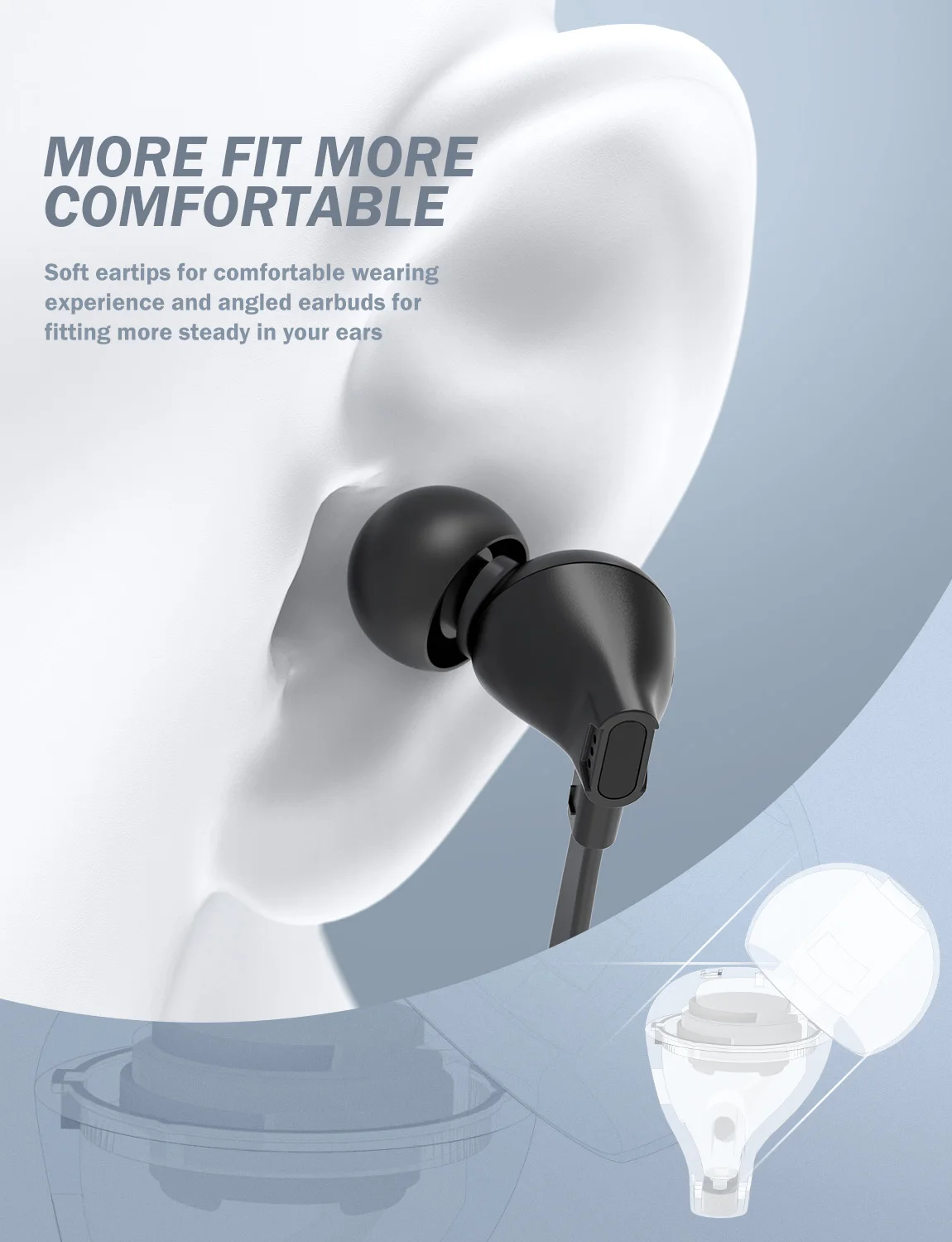 Earphones Noise Isolating In-Ear Headsets with  HiFi Stereo Powerful Bass 3.5mm Interface and with Microphone Wired Earbuds