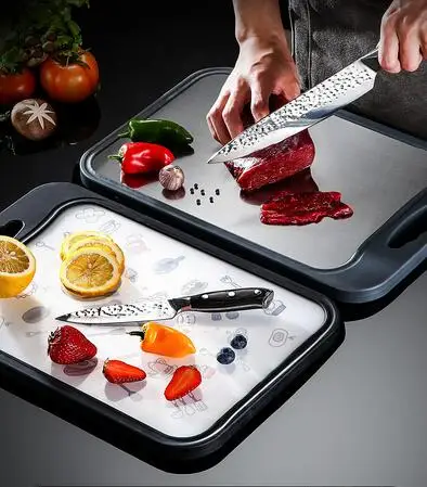 Новый пищевой кухонный инструмент для приготовления пищи, двухсторонний измельчитель фруктов и овощей, разделочная доска из нержавеющей стали PP 18/8