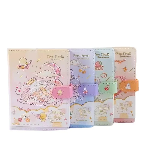 36k kawaii Cartoons Cake Fruits Strawberry  PU leather  Notebook color page with Magnetic for students