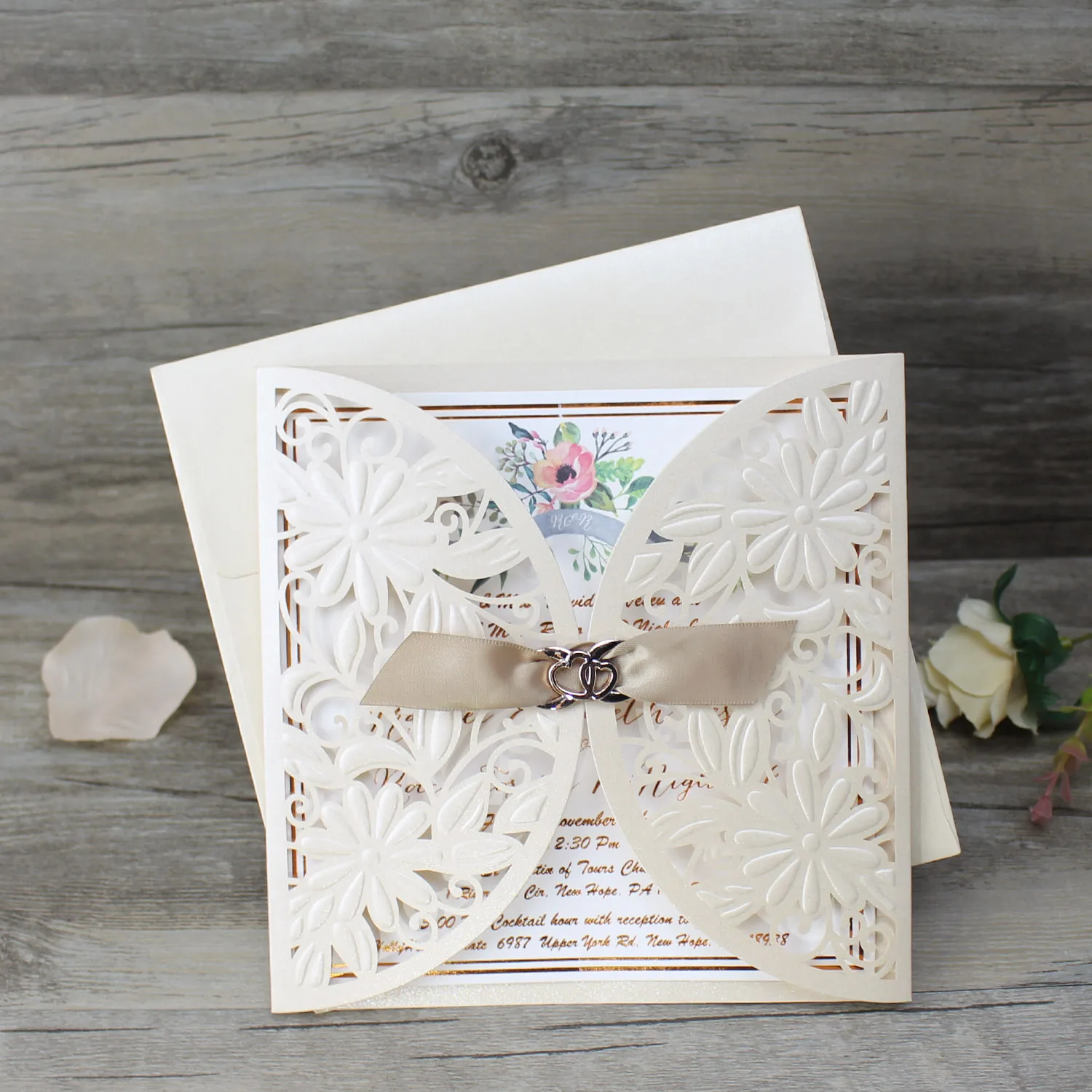 Wholesale Cheap Unique Laser Cut Cream Wedding Invitations and birthday invitation cards custom greeting cards