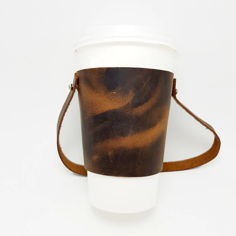 Manual suture The Legend Leather Pint Glass Holder,Reusable Leather Cup Sleeves