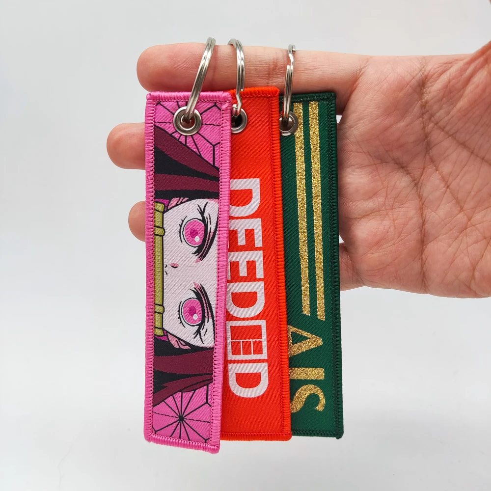 Custom Fabric Key Flight Car Tuning Racing Sports Embroidered Hook Strap Street Custom Jet Tag embroidery Keychain