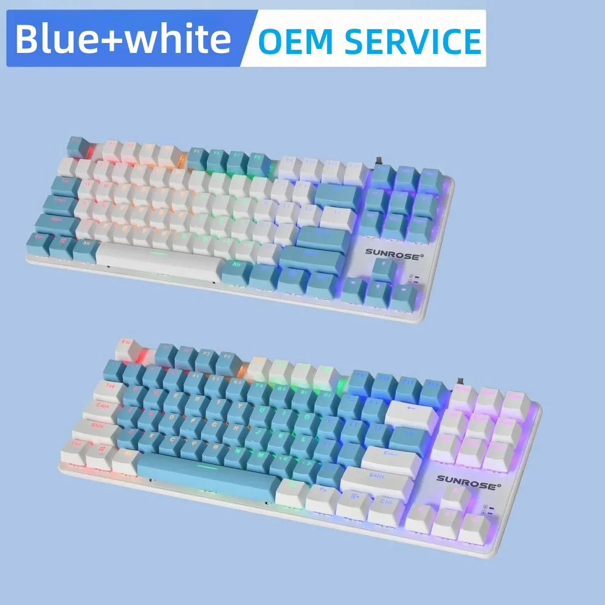 Custom Multi-color 87 Keycaps Mechanical Switch RGB Mechanical Gaming Keyboard for Gamer