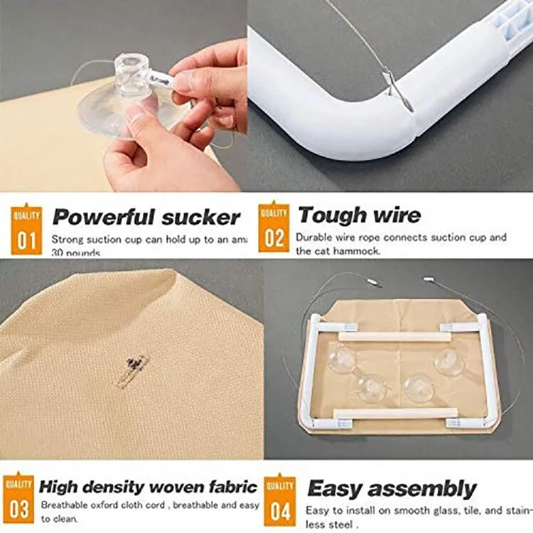 Suction Cups Space Saving Cat Window Perch Bed Pet Resting Window Mounted Cat Hammock Window Bed