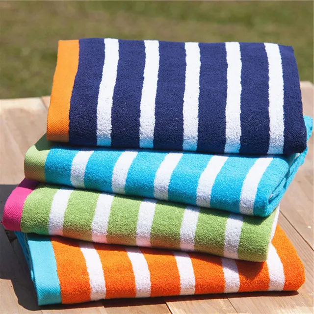 Swimming Pool Beach Towel Cabana Towels Custom 100% Cotton Striped Beach Towel