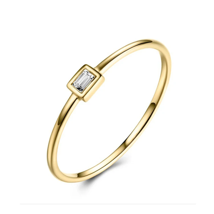 Fashion Dainty Zircon Ring Sterling Silver 925 Gold Minimalist Rings Jewelry For Women Girls