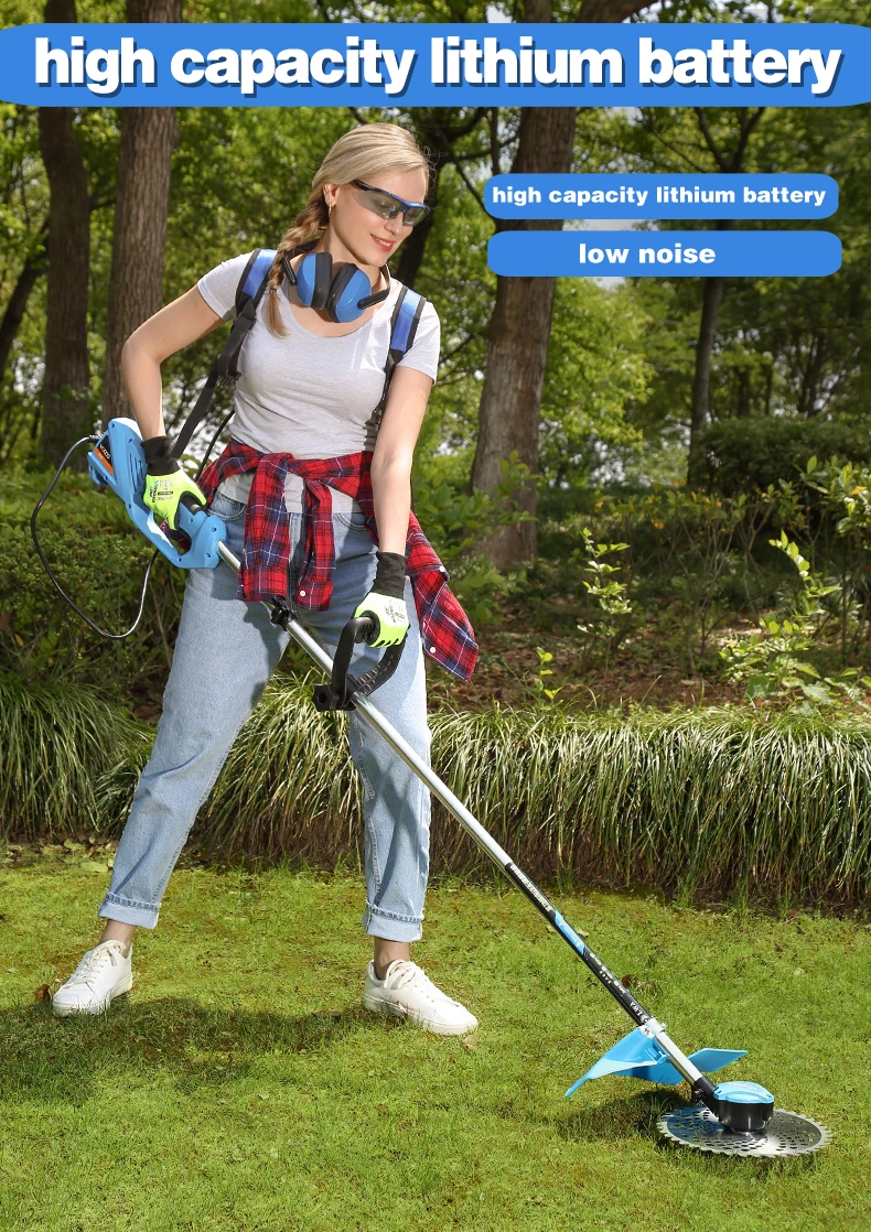 Battery Brush-cutter attachment brushcutter head brush line with two poles connect