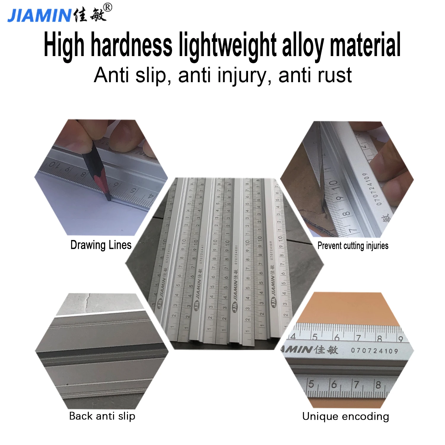 Jiamin new high-strength aluminum alloy advertising graphic, woodworking, drawing, marking, protection, cutting ruler