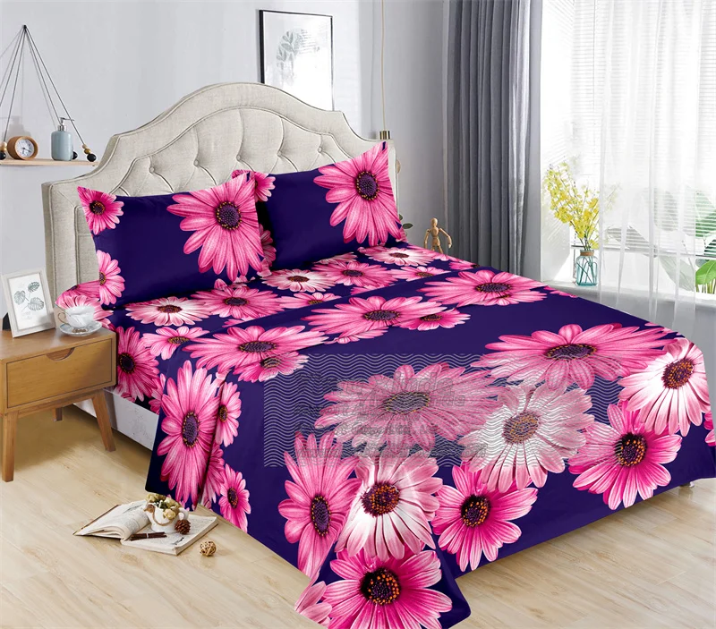Wholesale luxury customized printed thick cotton sheet set 6 pcs queen king size sheets bedding for bed 6 pieces set