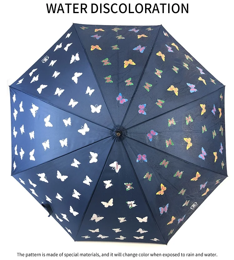 OVIDA Regular Paraguas Hot Sell Promotional Color Changing logo Change Color When Wet Stick Magic Umbrellas Umbrella Sombrilla