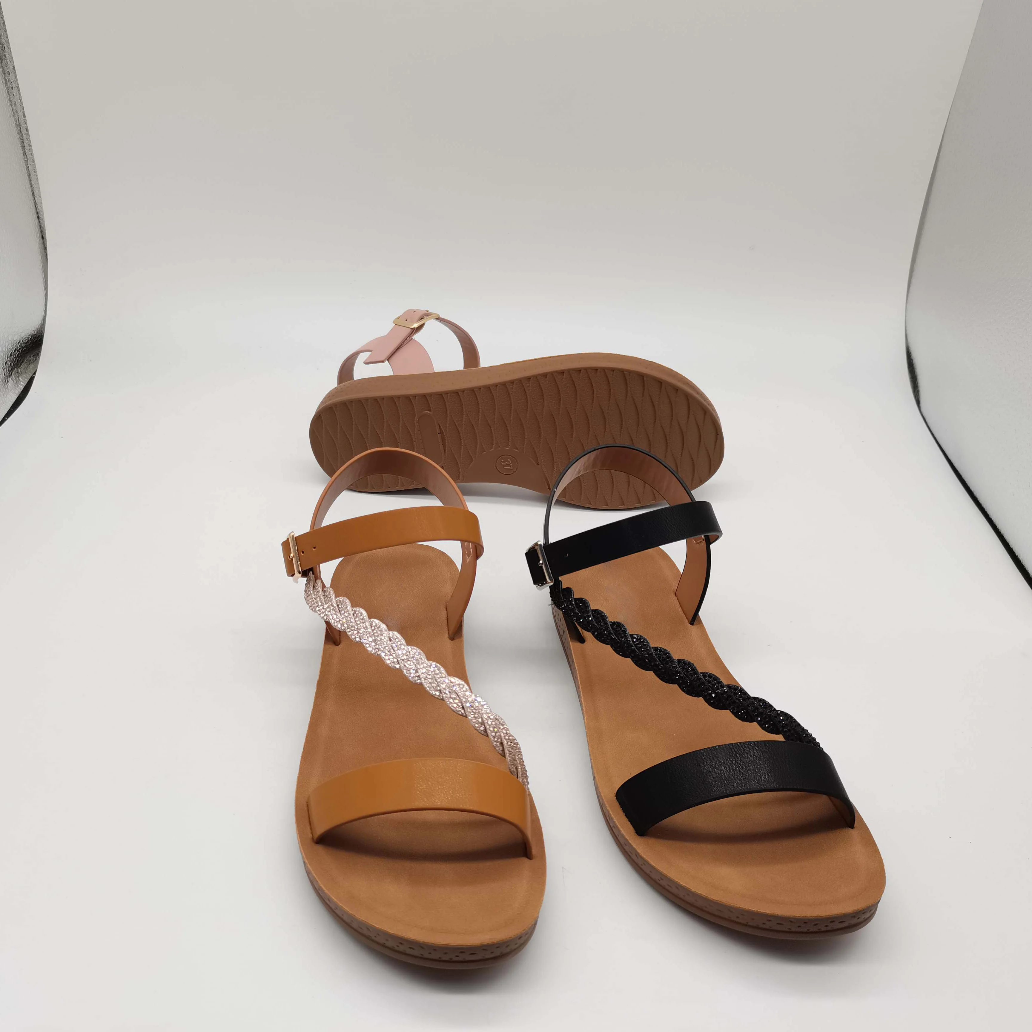 Factory Cheap Price Lace up Summer Sandals Ladies Flat Sandal Slip on Leopard Print Sandalias Mujer Verano