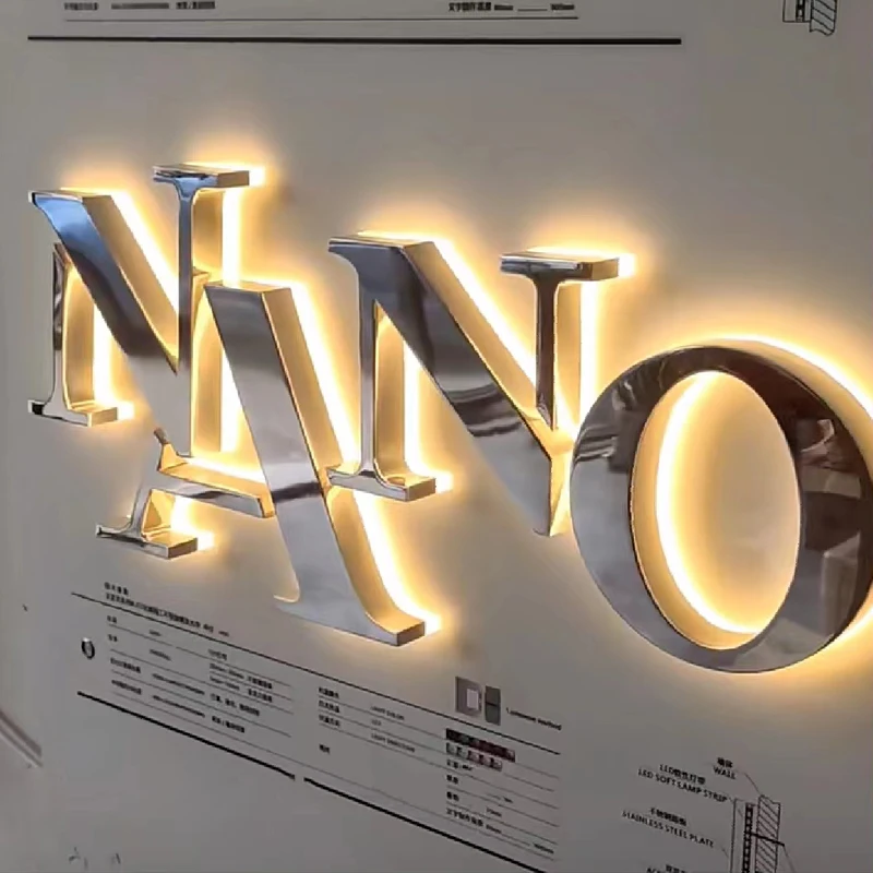 Led Logo Samples And Brand Emblem 3D Logo Signs Metal Sign Of Business Name Interior Sign