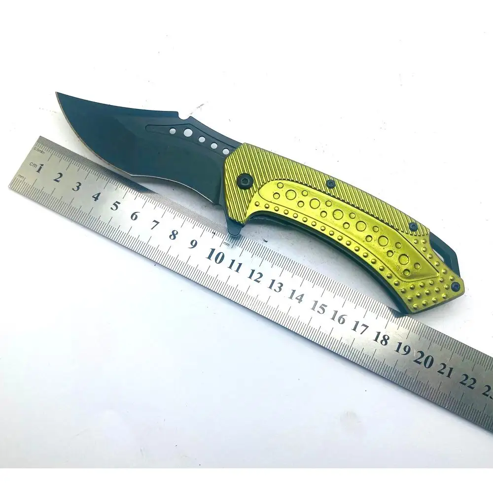 stainless steel material type outdoor camping survival utility folding pocket knife damascus