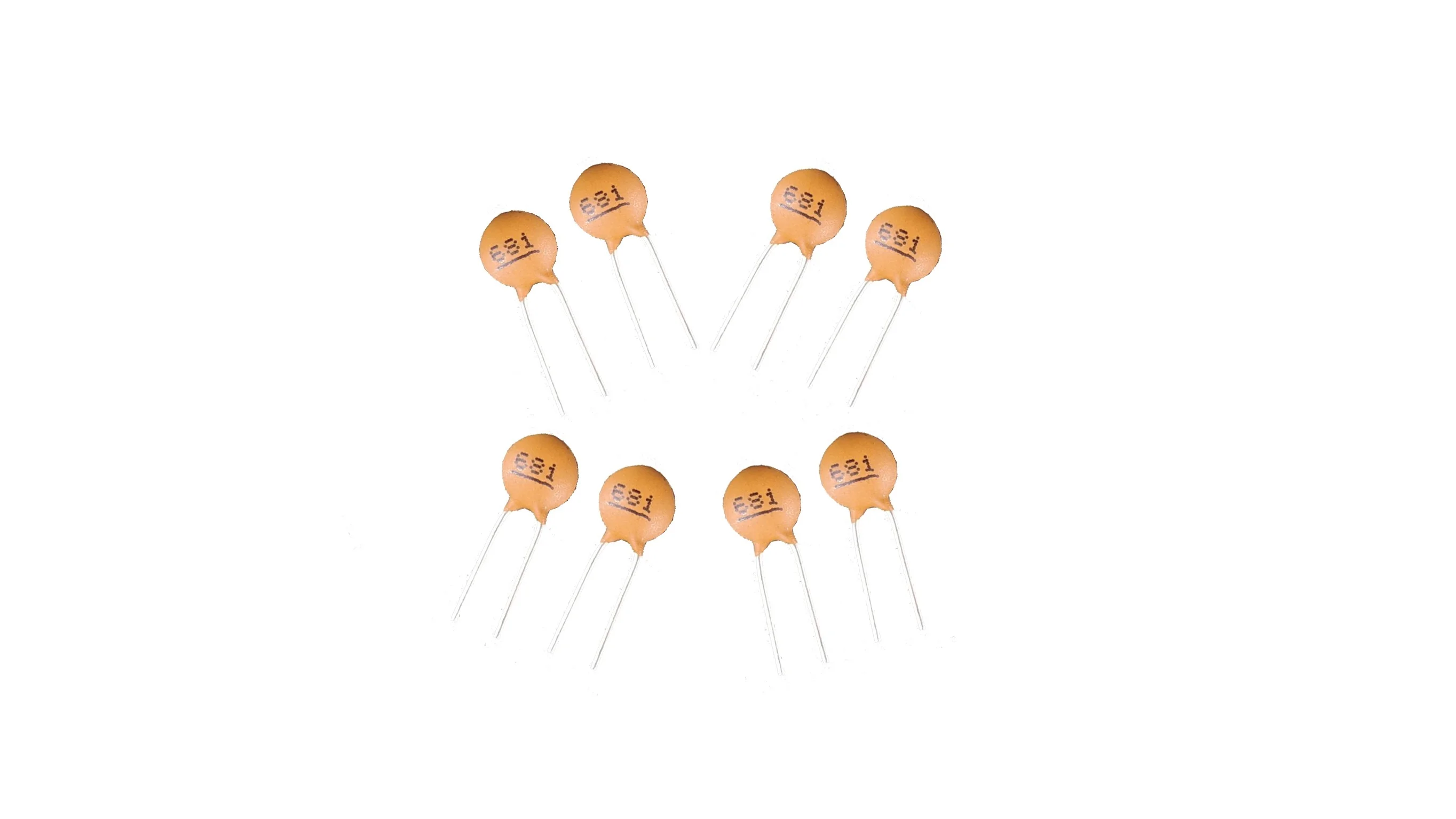 Made In Taiwan Radial Lead Yellow Colour Ceramic Capacitor 680pF(681) 50V +-10% For Wholesale
