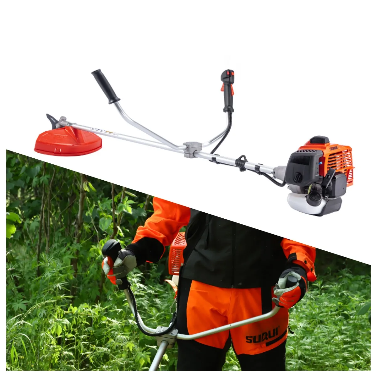 Shoulder Pack Gasoline Brush Cutter for Cutting Grass with Metal Blade and Nylon Cutter, 1e40f Engine 43cc BC43 Model
